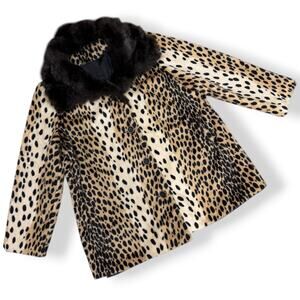 1950's leopard print fur swing coat